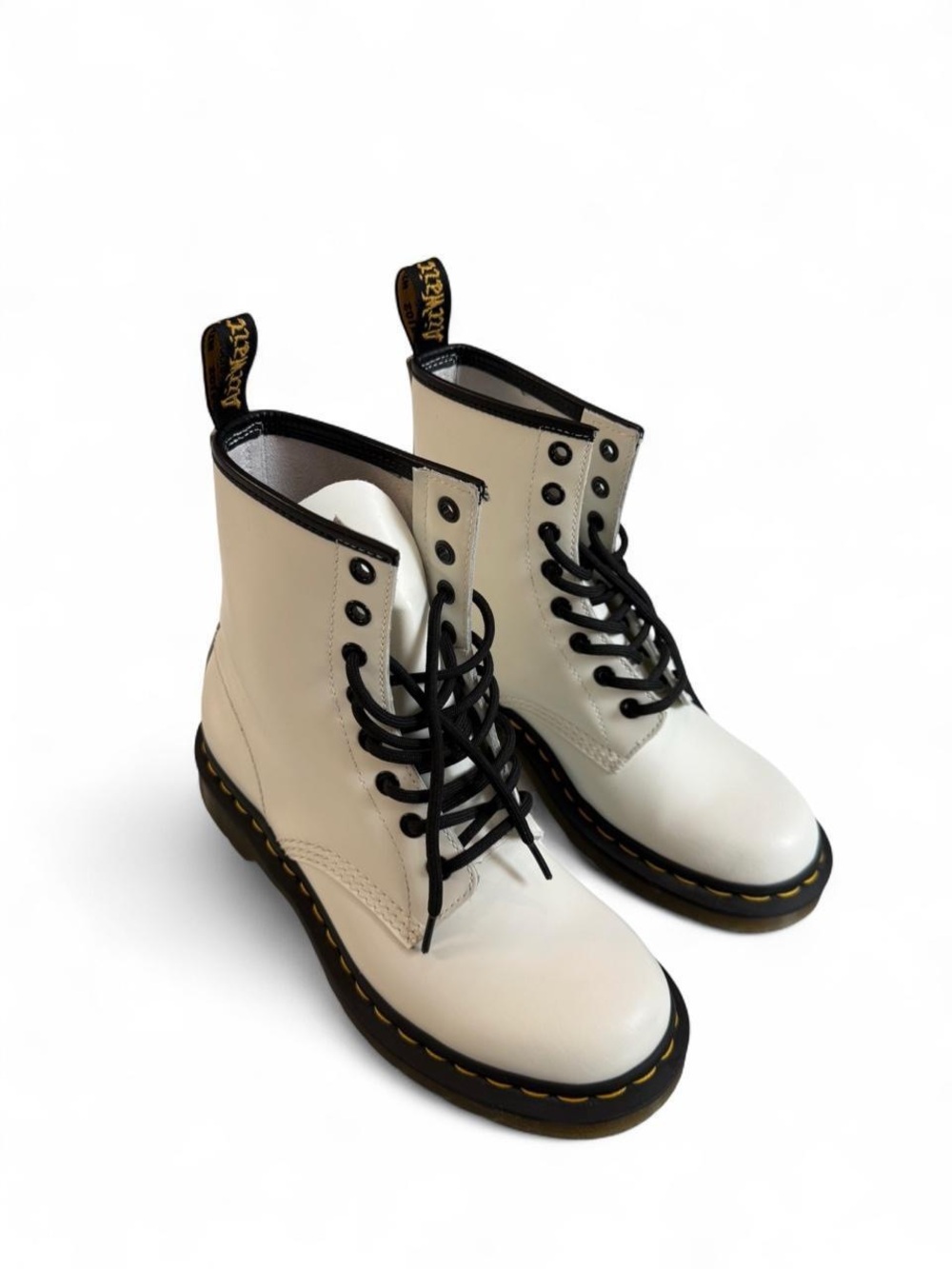 Dr. Martens 1460 White Leather Lace Up Boots